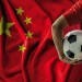 soccer football player on china flag background