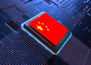 Central Computer Processor with chinese flag,3d render